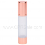 Airless Bottle, Rose Gold Cap, Rose Gold Collar, Frosted Body, 50 mL - Texas
