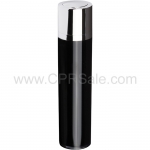Airless Bottle, Shiny Silver Twist Up Dispenser, Black Body, 50 mL