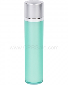 30ml Airless Teal Blue Twist-Up Bottle, Matte Silver Twist Cap with Shiny Silver Band