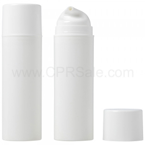 Airless Bottle, White Cap, White Pump, Glossy White Body, 150 mL - Texas