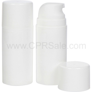 Airless Bottle, Glossy White Cap, Glossy White Pump, Glossy White Body, 100 mL