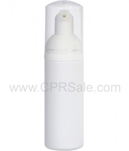 Plastic Bottle, HDPE, with White Foaming Pump, Clear Cap, 50ml 1.7oz (Refillable)