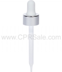 Glass Pipette, 7 x 89mm, Shiny Silver Skirt Dropper with White Rubber Bulb, 20-400