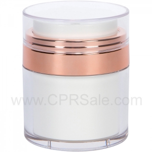 Airless Jar, Clear Cap, Shiny Rose Gold, PP Inner Cup, 50 mL