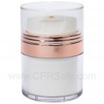 Airless Jar, Clear Cap with Tall White Pump, Shiny Rose Gold Collar, PP Inner Cup, 50 mL