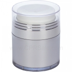 Airless Jar, Clear Cap, Shiny Silver Collar, Platinum Body with PP Inner Cup, 50 mL - Texas
