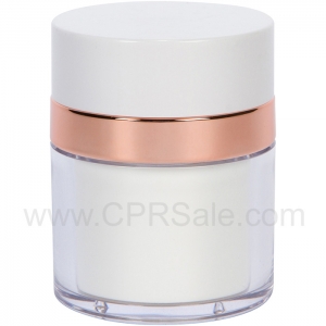Airless Jar, White Cap, Shiny Rose Gold, PP Inner Cup, 15 mL - Texas
