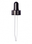 Glass Pipette, 7 x 76mm, Black PP Ribbed Skirt Dropper with Rubber Bulb, 18-400