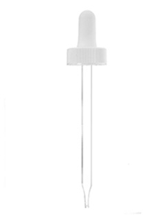 Glass Pipette, 7 x 76mm, White PP Ribbed Skirt Dropper with Rubber Bulb, 20-400 - Texas